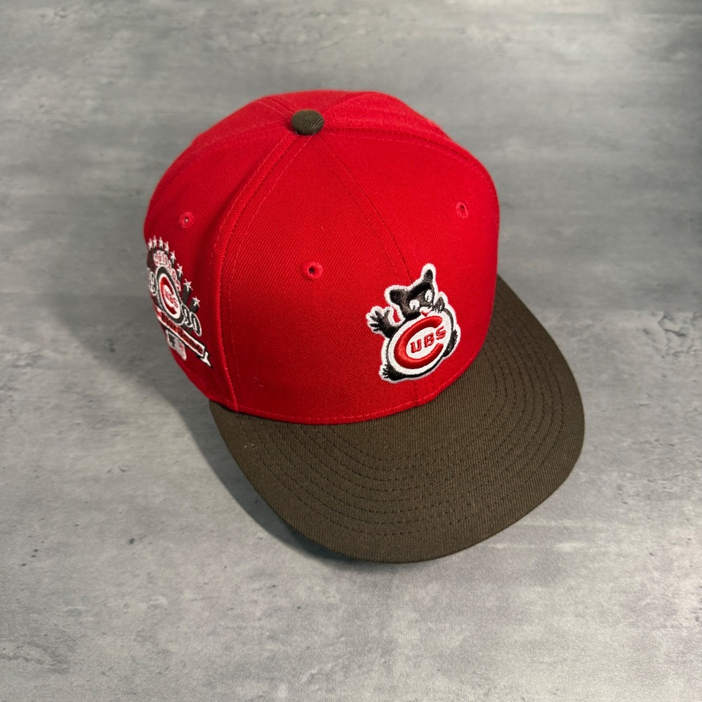 New Era Chicago Cubs Hat Mens 7 1/8 Red Brown 1990 All Star Game Fitted 59FIFTY